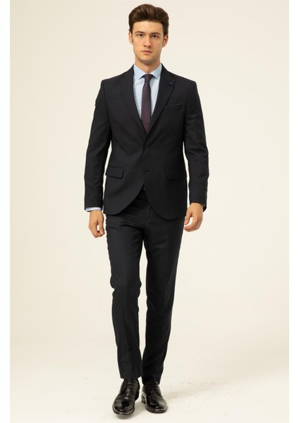 Lacivert Slim Fit Düz Sivri Yaka 6 Drop Klasik Takım Elbise fırsatları