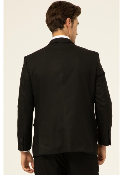 Siyah Regular Düz Mono Yaka 4 Drop Klasik Takım Elbise fiyatları