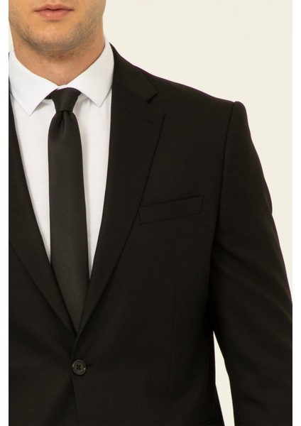 Siyah Regular Düz Mono Yaka 4 Drop Klasik Takım Elbise modelleri