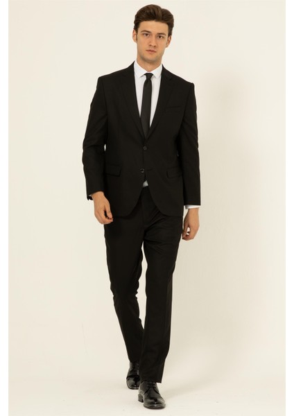 Siyah Regular Düz Mono Yaka 4 Drop Klasik Takım Elbise fırsatları