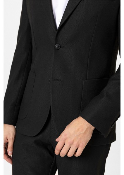 Siyah Slim Fit Desenli Sivri Yaka 6 Drop Spor Takım Elbise fırsatları