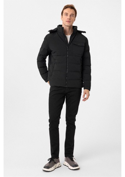 Siyah Slim Kapitone Mont modelleri