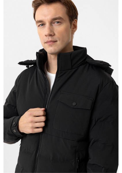 Siyah Slim Kapitone Mont fırsatları