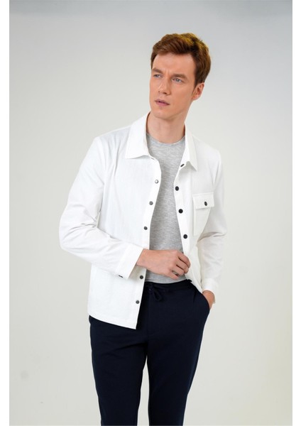 Beyaz Slim Armürlü Mont