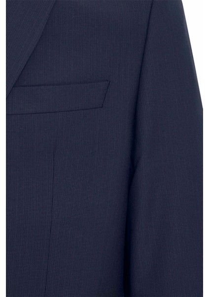 Lacivert Regular Desenli Kruvaze Yaka 4 Drop Klasik Takım Elbise modelleri