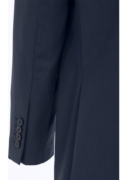 Lacivert Regular Desenli Kruvaze Yaka 4 Drop Klasik Takım Elbise fırsatları