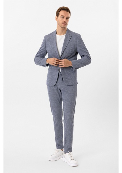 Parlament Mavi Slim Fit Desenli Mono Yaka 6 Drop Spor Takım Elbise fiyatları