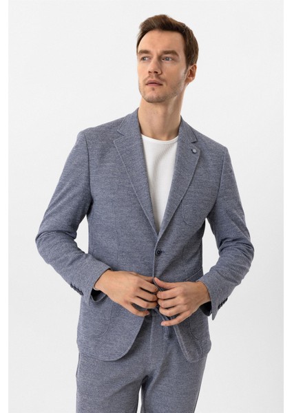 Parlament Mavi Slim Fit Desenli Mono Yaka 6 Drop Spor Takım Elbise fırsatları