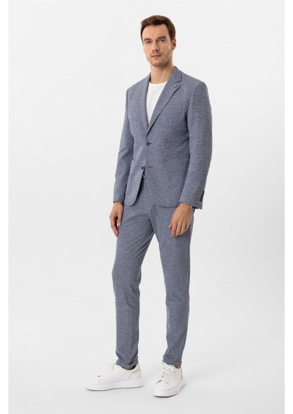 Parlament Mavi Slim Fit Desenli Mono Yaka 6 Drop Spor Takım Elbise indirimleri
