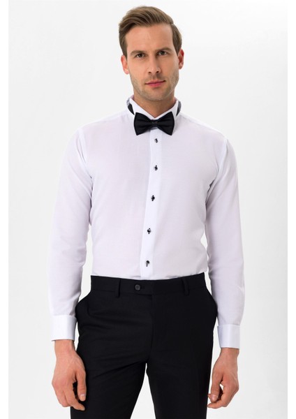 Siyah Slim Fit Düz Ata Yaka Gömlek modelleri