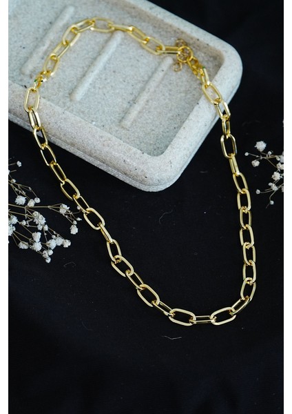 Gerdanlık Kolye Dikdörtgen Model Altın Rengi