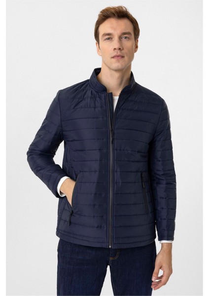 Lacivert Slim Kapitone Mont