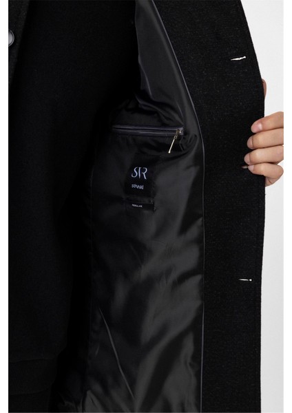 Siyah Regular Desenli Hakim Yaka Kaban indirimleri