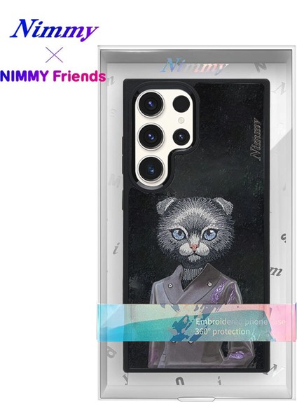 Samsung S25 Ultra Magsafe Kablosuz Şarj Uyumlu 3D Gerçek Nakış Işleme Kabartmalı Magnetic Fashion Kedi Kılıf