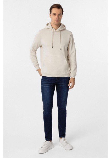 Bej Regular Düz Kapüşonlu Yaka Sweatshirt indirimleri