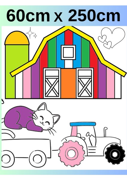 Kız Çocuk Çiftlik 2,5 Metre Dev Boyama Kağıdı | Doğum Günü Özel Eğitici Aktivite Hediyesi fiyatları