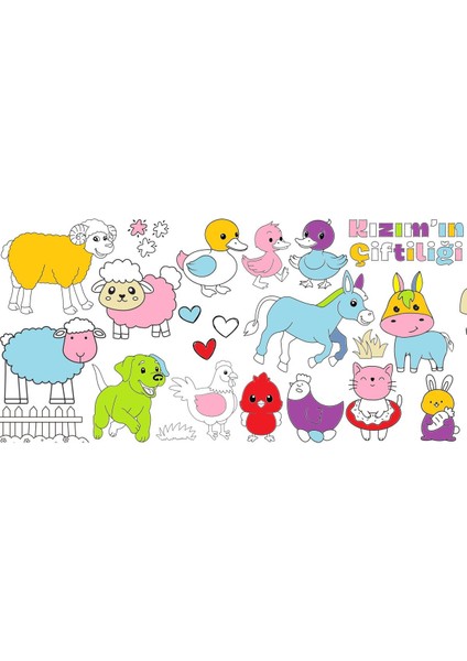 Kız Çocuk Çiftlik 2,5 Metre Dev Boyama Kağıdı | Doğum Günü Özel Eğitici Aktivite Hediyesi