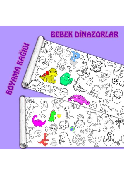 Bebek Dinolar 2.5 Metre Dev Boyama Kağıdı | Eğlenceli Çocuk Aktivitesi