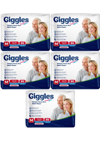 Hasta Bezi Yetişkin Bel Bantlı Tekstil Yüzey Orta - Medium (M) 150 Adet (5pk*30)