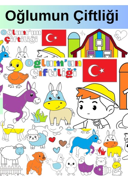 Erkek Çocuk Çiftlik 2,5 Metre Dev Boyama Kağıdı | Doğum Günü Özel Aktivite Hediyesi