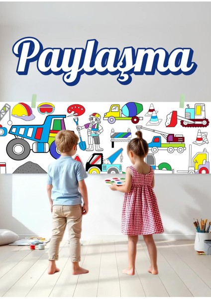 Dev Kamyon Vearkadaşları Çocuk 2.5m Dev Boyama Kağıdı | Doğum Günü Özel Aktivite Hediyesi modelleri