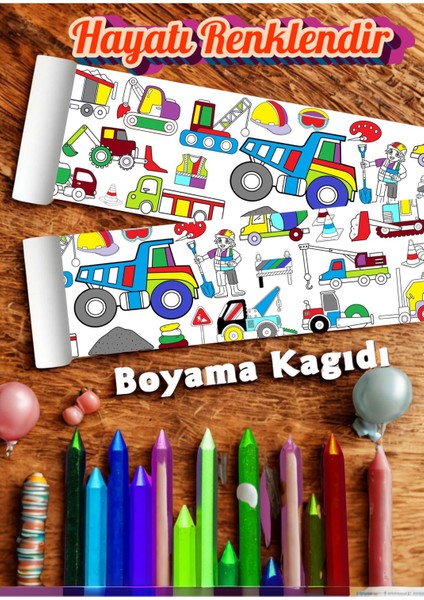 Dev Kamyon Vearkadaşları Çocuk 2.5m Dev Boyama Kağıdı | Doğum Günü Özel Aktivite Hediyesi fırsatları