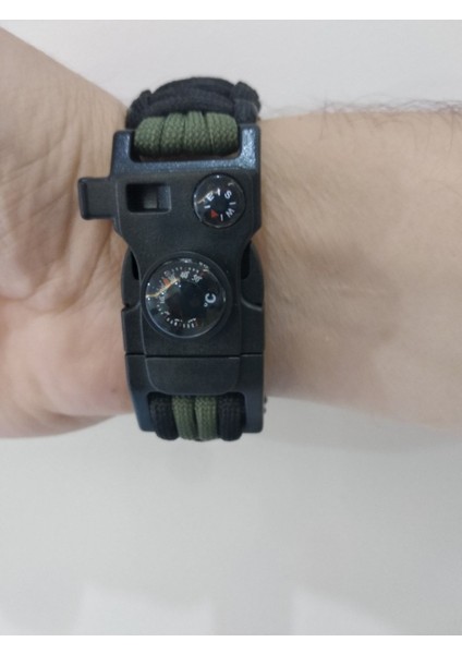 Çok Fonksiyonlu Paracord Bileklik, Ateş Başlatıcı, Pusula ve Termometre ile Siyah modelleri