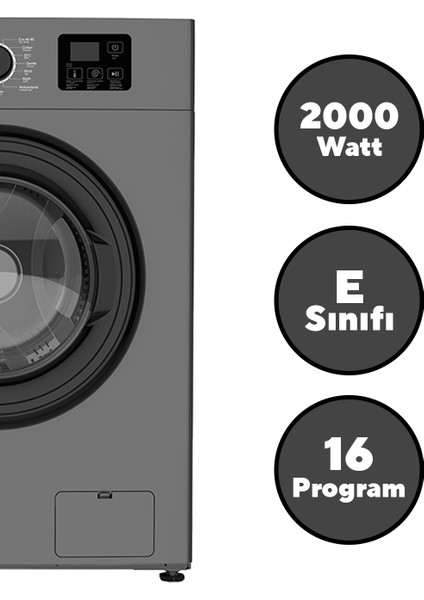 6kg Gri Tam Otomatik Çamaşır Makinesi HW6MAC-02