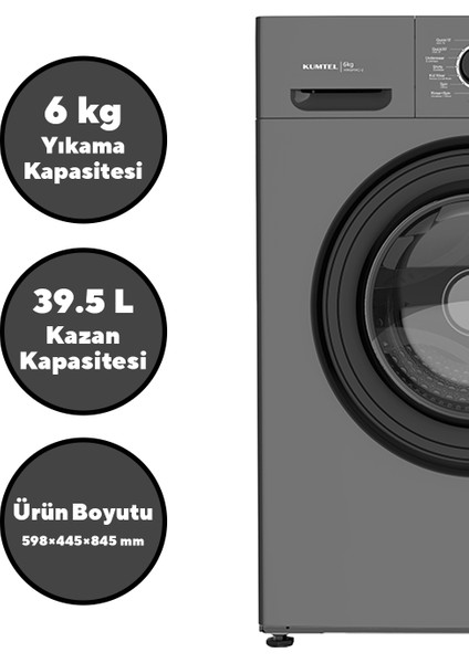 6kg Gri Tam Otomatik Çamaşır Makinesi HW6MAC-02