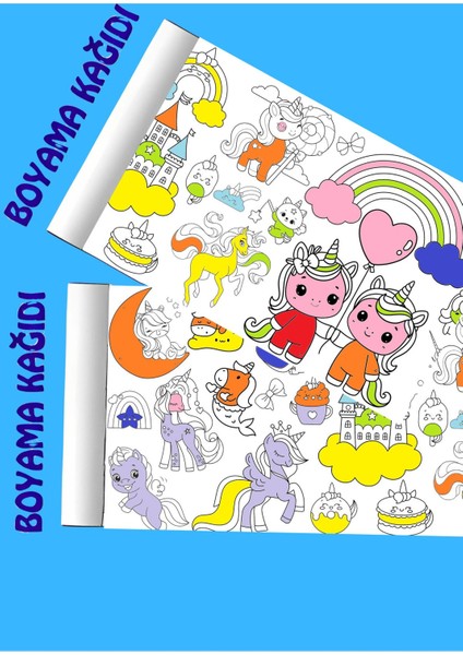 Unicorn Çocuk 2.5m Dev Boyama Kağıdı | Doğum Günü Özel Aktivite Hediyesi modelleri