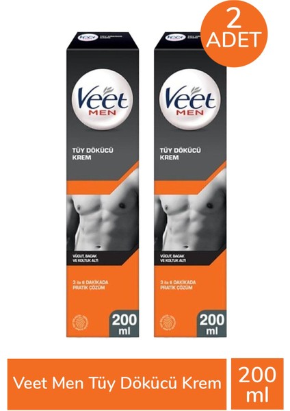 Veet Men Tüy Dökücü Krem 200 ml 2 Adet