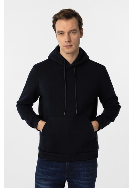 Lacivert Regular Düz Kapüşonlu Yaka Sweatshirt modelleri