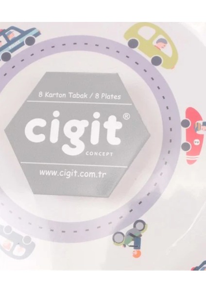 8'lı Karton Tabak Trafik Desen
