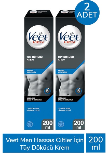 Veet Men Hassas Ciltler Için Tüy Dökücü Krem 200 ml 2 Adet