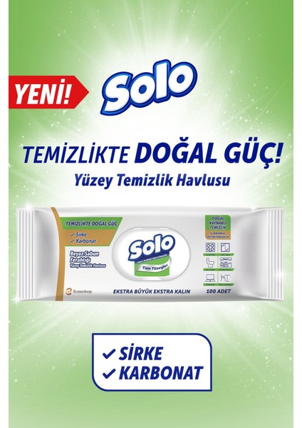 Solo Temizlikte Doğal Güç Beyaz Sabun Ferahlığı Yüzey Temizlik Havlusu 100 Yaprak