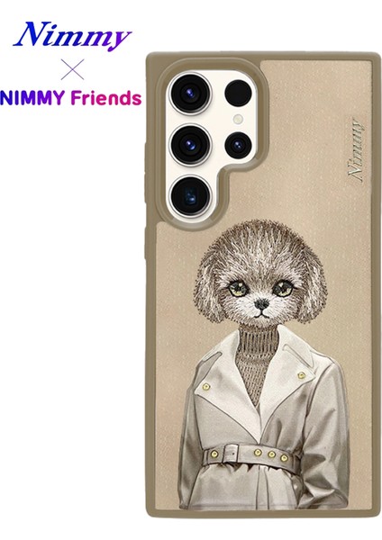 Samsung S25 Ultra Magsafe Kablosuz Şarj Uyumlu 3D Gerçek Nakış Işleme Kabartmalı Magnetic Fashion Köpek Kılıf