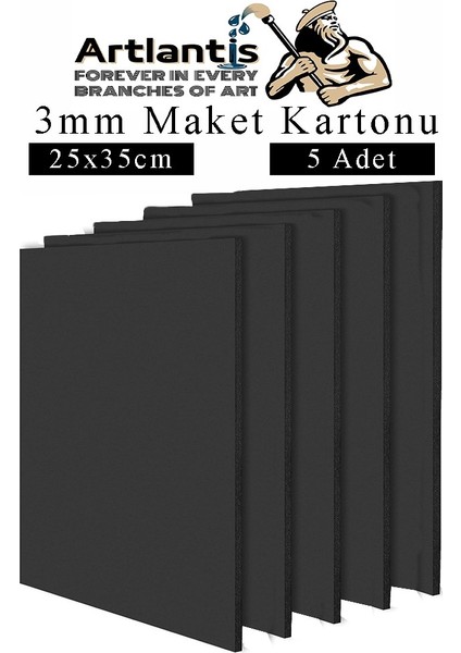 Maket Kartonu Siyah Fotoblok 3 mm 25X50 cm 5 Adet Hobi Sanat Okul Köpüklü Straforlu Maket Kartonu Maket Yapımı