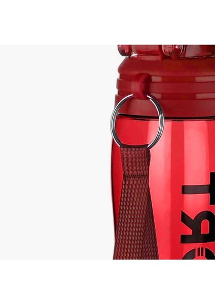 Kırmızı 750ml sporcu içecek matara, hafif ve plastik tasarım