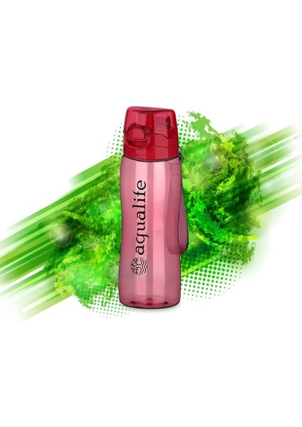 Kırmızı 750ml sporcu içecek matara, hafif ve plastik tasarım