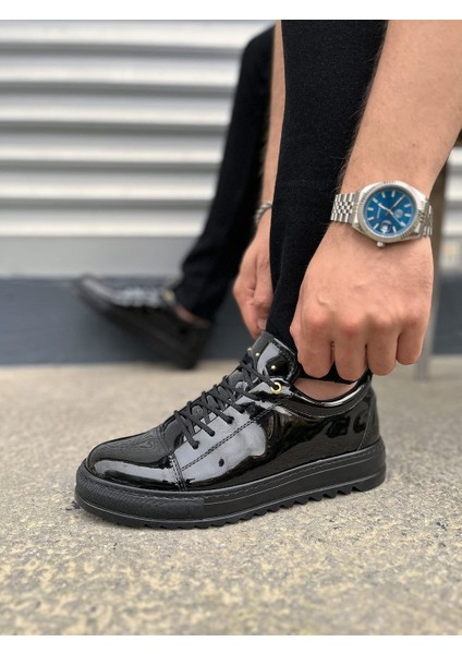 Siyah Cool Bağcıklı Rugan Erkek Günlük Spor Klasik Ayakkabı