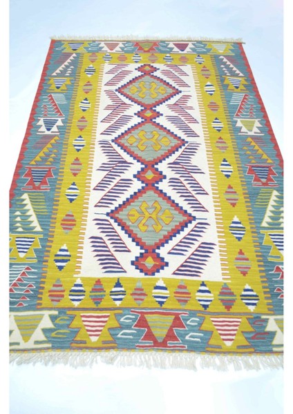 Uşak Yünden El Dokuma Yeşil, Sarı ve Bordo Renk Kilim 120X180 cm (2,16 M²) fiyatları