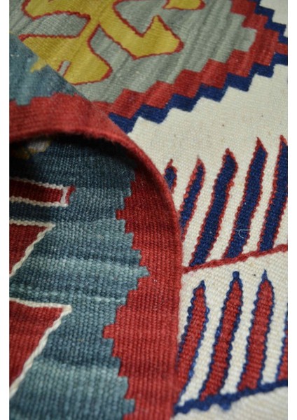 Uşak Yünden El Dokuma Yeşil, Sarı ve Bordo Renk Kilim 120X180 cm (2,16 M²)
