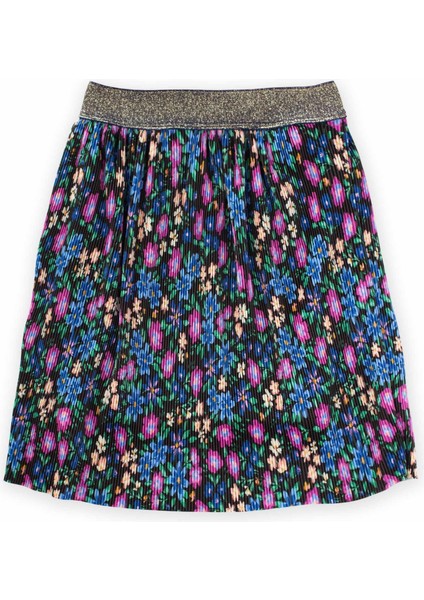 Piliseli Sim Lastik Detaylı Etek 2-7 Yaş Çiçek Desenli