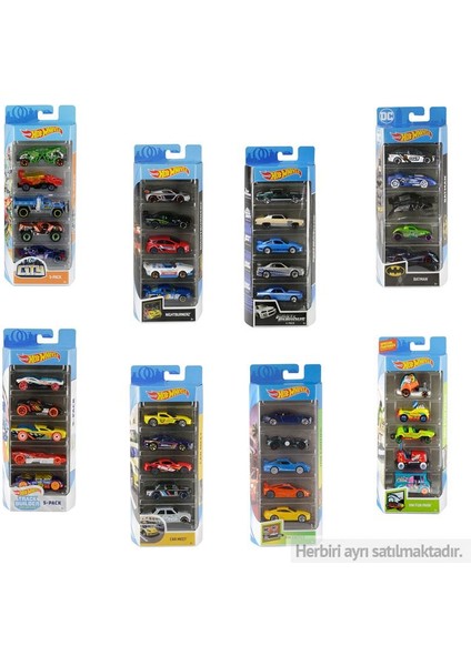 Hot Wheels Beşli 5 li Araba Seti -1806