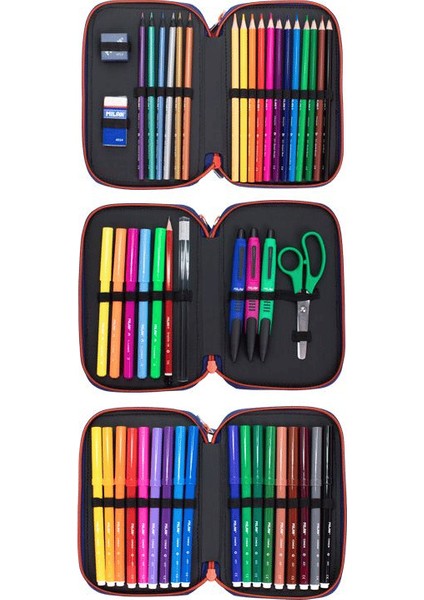 081364NJ Ninjitsu Ninja Kırmızı 3 Cepli Setli Kalem Çantası modelleri