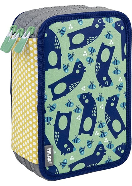 081364NLGR NEt&LIT Yeşil 3 Katlı Set Kalem Çantası