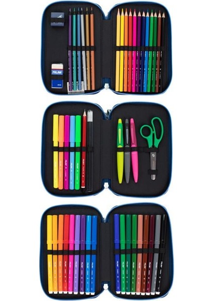 081364FN Fun Renkli 3 Cepli Setli Kalem Çantası modelleri