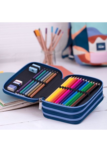 081364FN Fun Renkli 3 Cepli Setli Kalem Çantası indirimleri