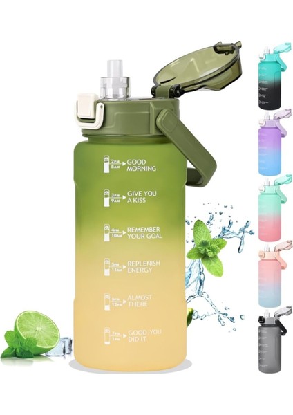 1500ml Yeşil Su Matara, Pipetli, Sağlam, Ölçülü, PBA İçermeyen, Plastik, 1,5L