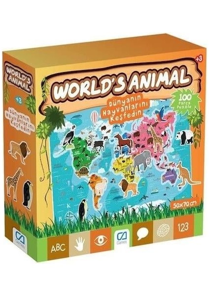 World's Animal 100 Parça Puzzle Caegt-5152